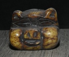 1.9''Chinese Hongshan Culture Old Jade Carving Pig Head Statue Sculpture