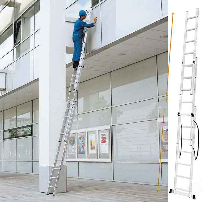 DOUBIE EXTENSION 3 SECTION ALUMINIUM EXTENSION LADDER TRIPLE
