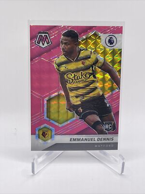 EMMANUEL DENNIS 2021-22 PANINI MOSAIC PREMIER LEAGUE Pink Fluorescent RC 10/10!!