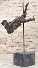 Sport Gymnast 100% Genuine Bronze Sculpture Statue Marble Figurine Artwork