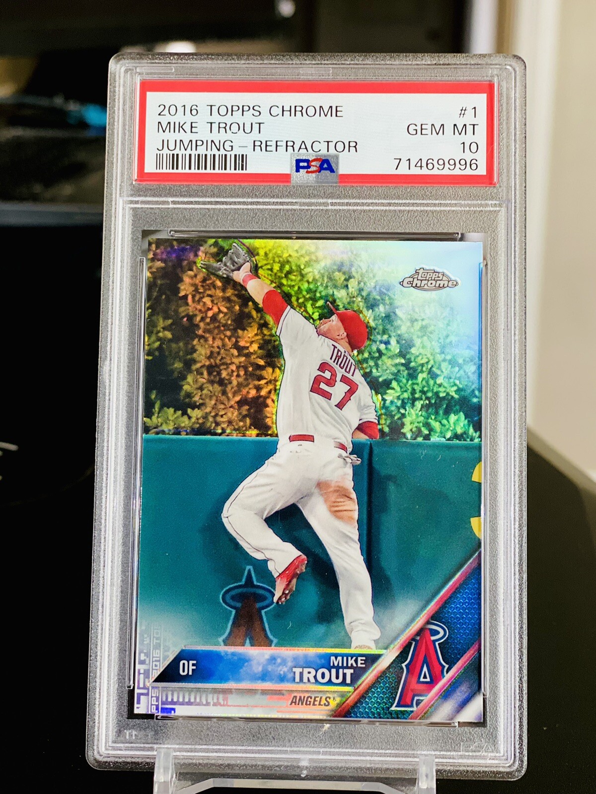2016 Mike Trout  PSA 10 Jumping Refractor #1 GEM MINT Topps Chrome