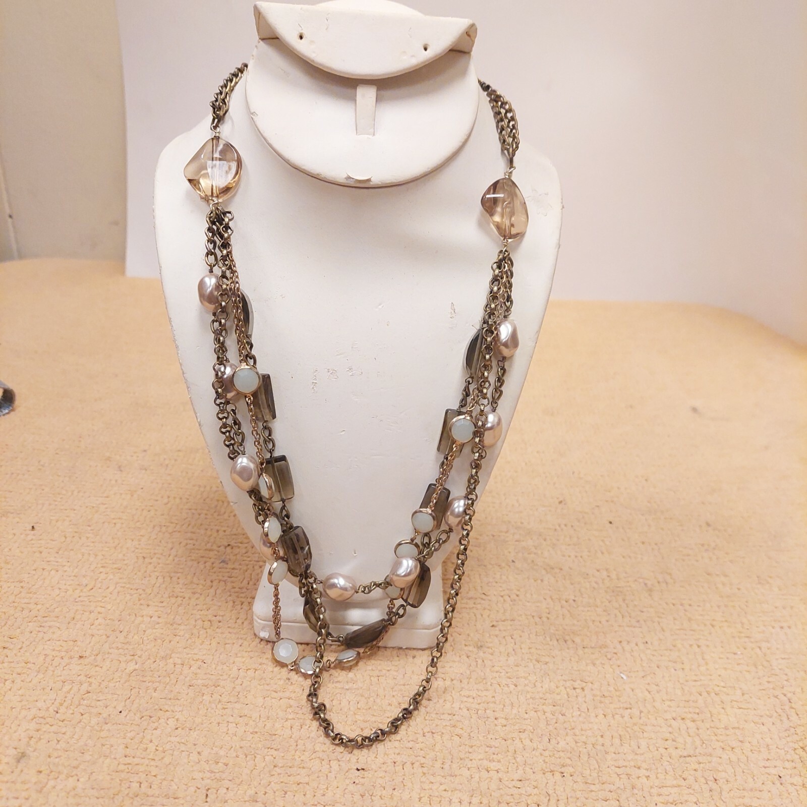 Talbots Beaded Cluster Multi Strand Necklace Faux… - image 1