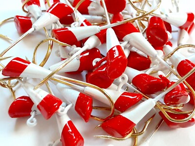 dart fishing hooks 50 Shad Dart Jigheads 1/16 oz Fishing Hooks Lures red/white Brass hook