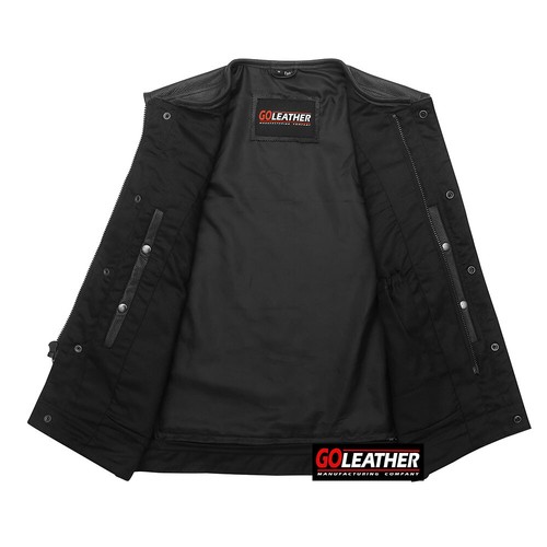 MOTORCYCLE TALL CLUB VEST STYLE COWHIDE LEATHER BIKER VEST - Picture 6 of 7