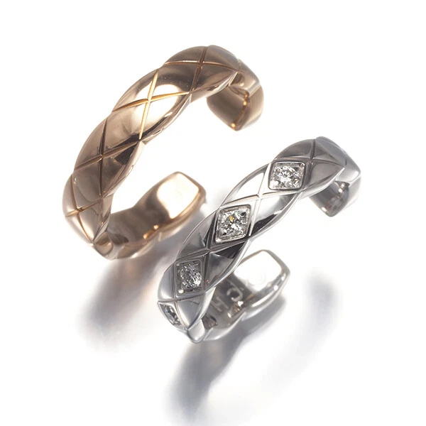 Auth CHANEL Ear Cuff Coco Crush Diamond Hoop 18K 750 White Gold