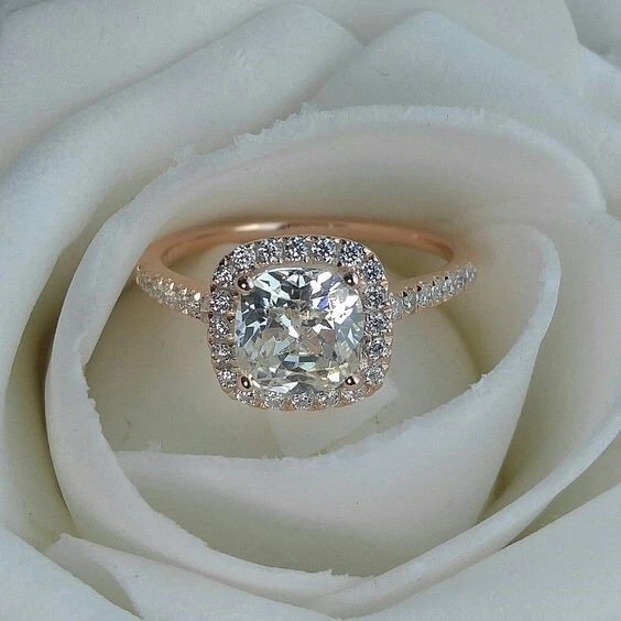 2.00 Ct Cushion Lab Created Diamond Women's Engagement Ring 14K Rose Gold Over - Image 2 of 3