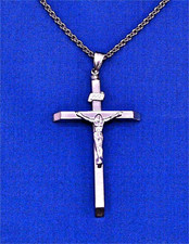 STERLING SILVER CRUCIFIX PENDANT, 18" CHAIN