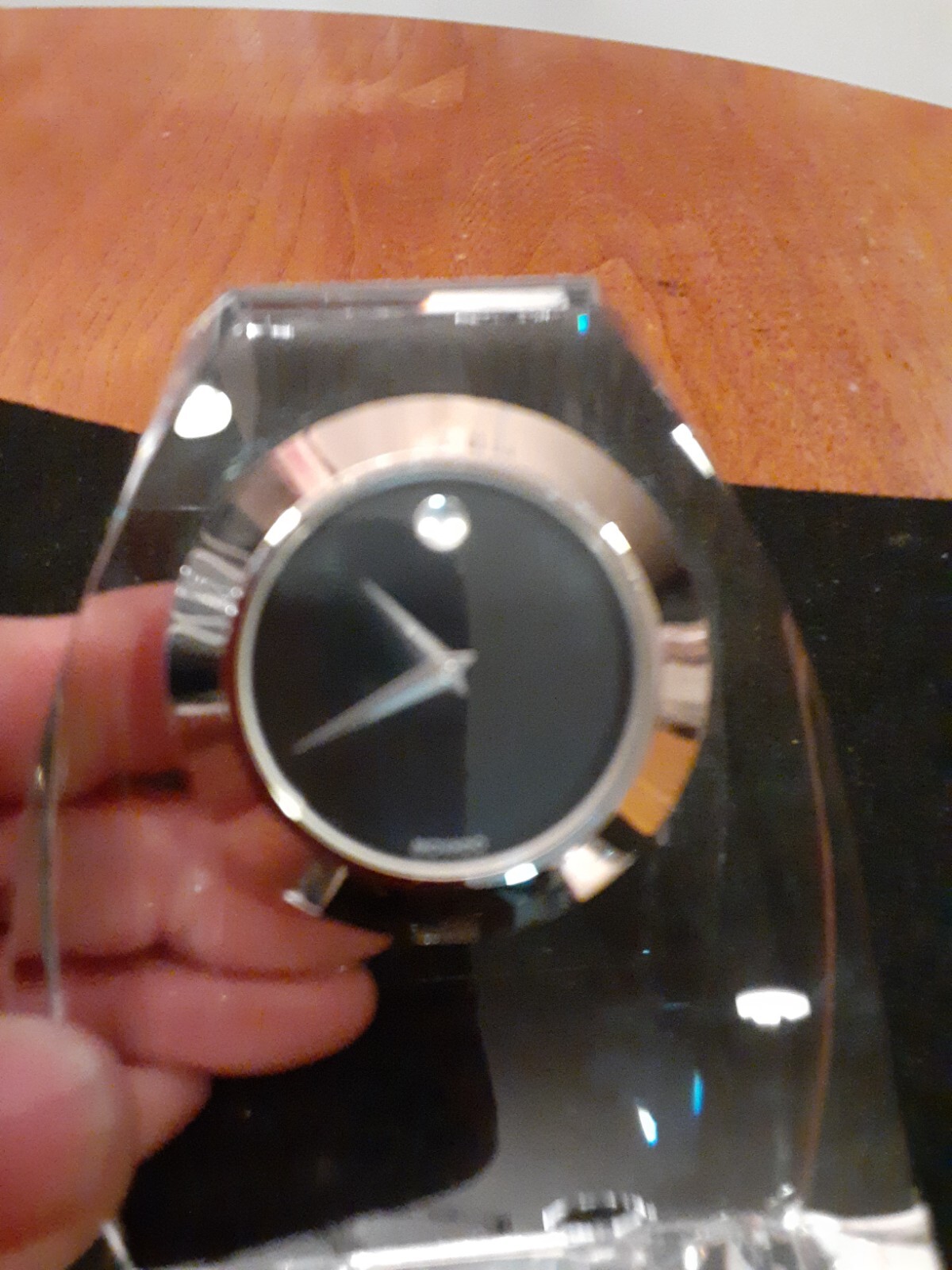 Movado Crystal Desk Clock 3"×4" eBay