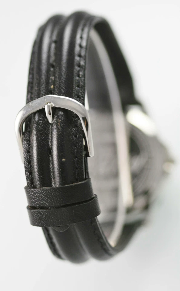 Reloj Voz Armitron Unisex TAZ Acero Inoxidable Plateado Negro Cuero Cuarzo Foto 3 de 3