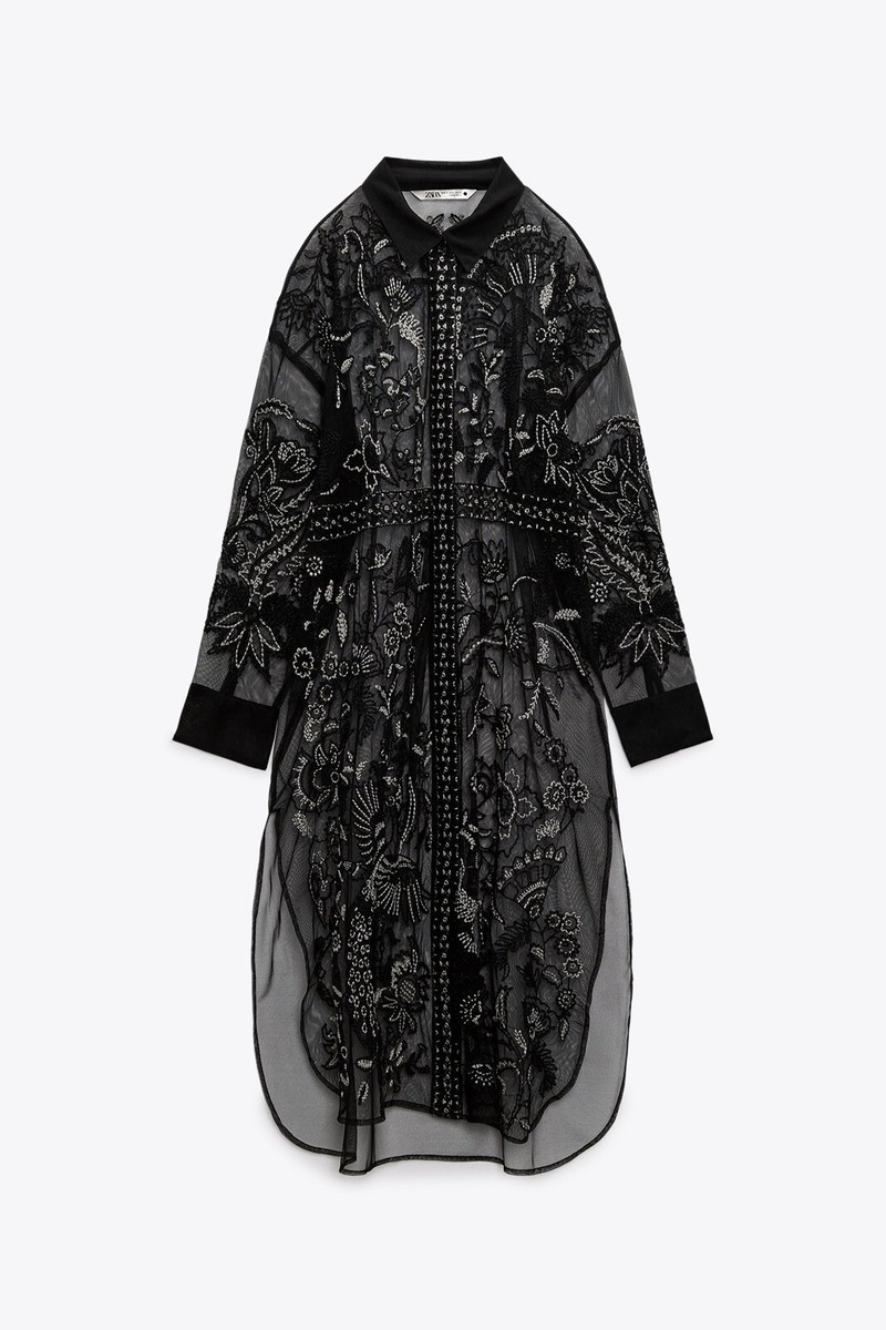 Zara Longline Embroidered Tulle Blouse Black 5107/250 | eBay Zara Longline Embroidered Tulle Blouse Black 5107/250 | eBay