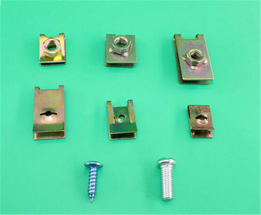 Sujetador de panel de puerta de carrocería de coche mixto 100 piezas tornillo fijo tipo U junta clips de guardabarros Foto 2 de 4