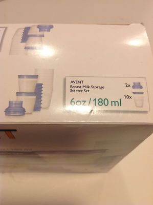 Philips Avent Breast Milk Storage Starter Set BPA-Free 2 Adapters Ten 6 ounce