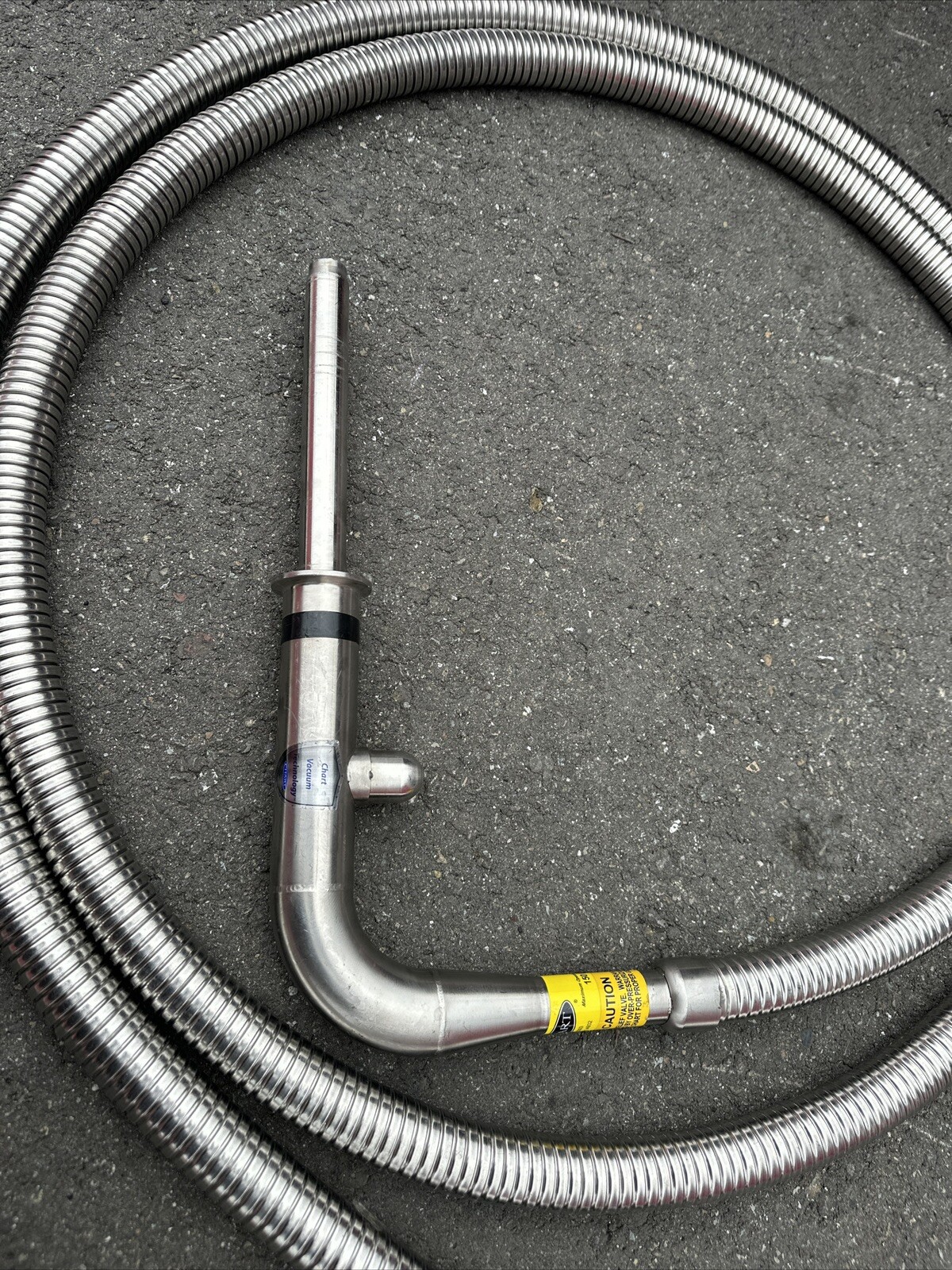 Vacuum Jacketed Cryogenic Transfer Hoses Spiral Wrapped 15ft LN2 by
