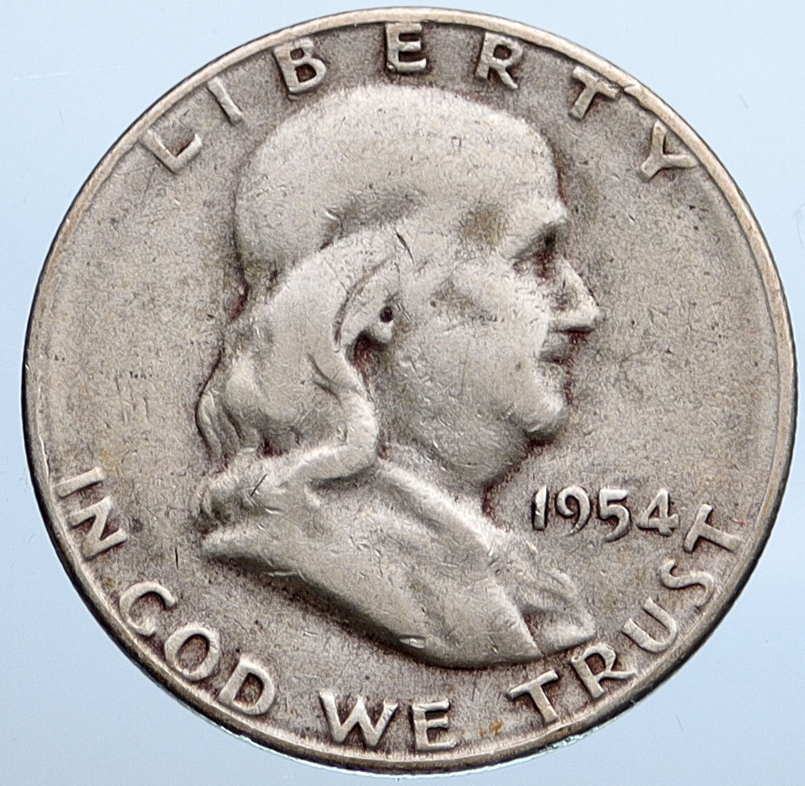 1954S USA Benjamin Franklin LIBERTY BELL Vintage Silver Half