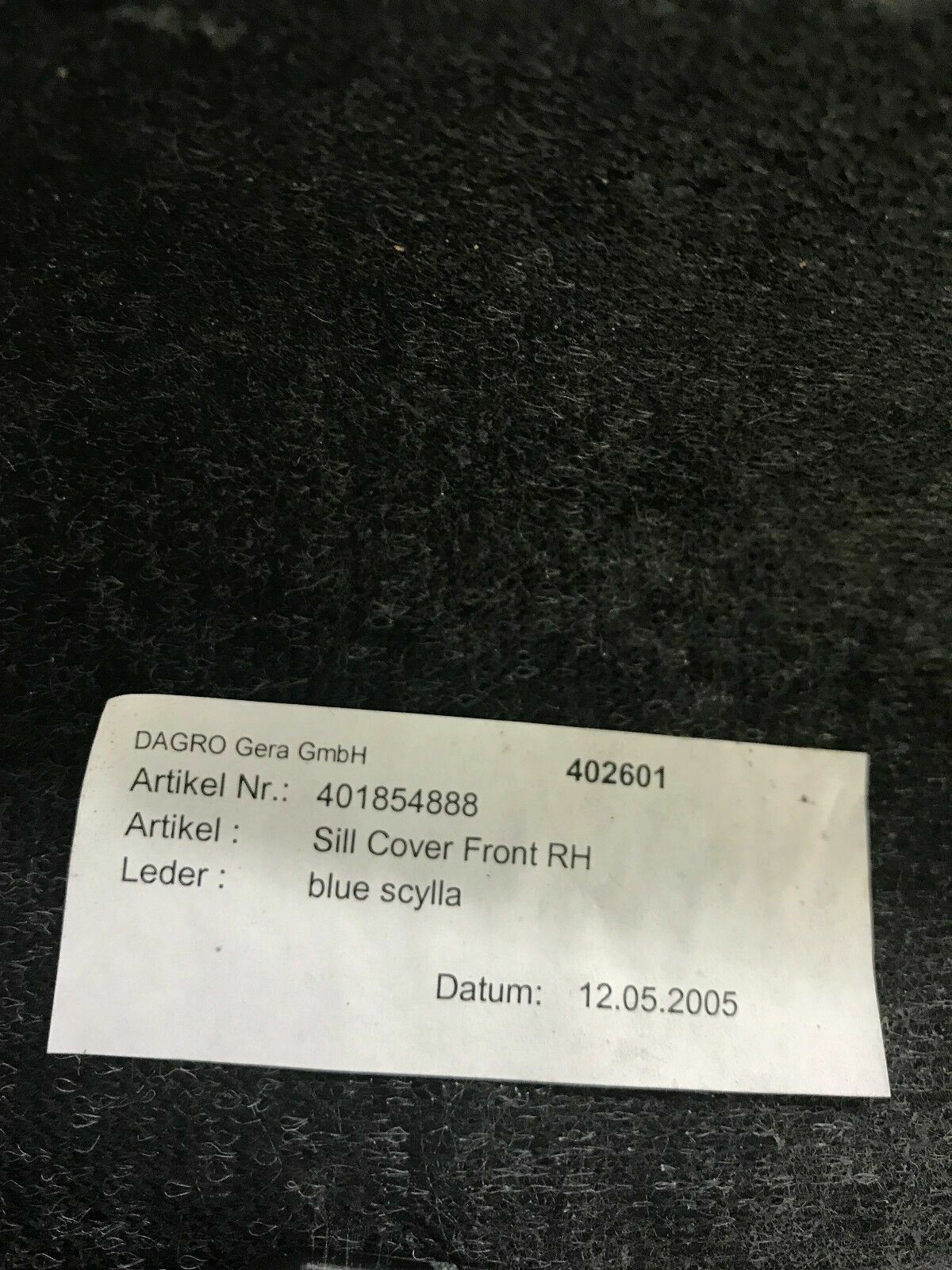 LAMBORGHINI GALLARDO PASSENGER RIGHT SIDE SILL COVER OEM 401854888