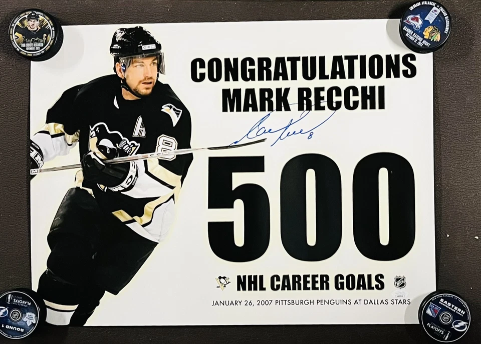 Mark Recchi 500th Goal Signed 18x24 Poster w/ JSA COA - HOF -Pittsburgh Penguins - Image 2 of 4