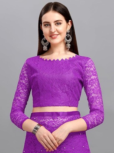 Women's Net Saree Stone Work Designed Saree Beautiful Party wear Look Saree - Picture 37 of 82