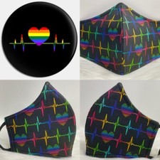 Rainbow Heart Beats Designer Adult Face Mask