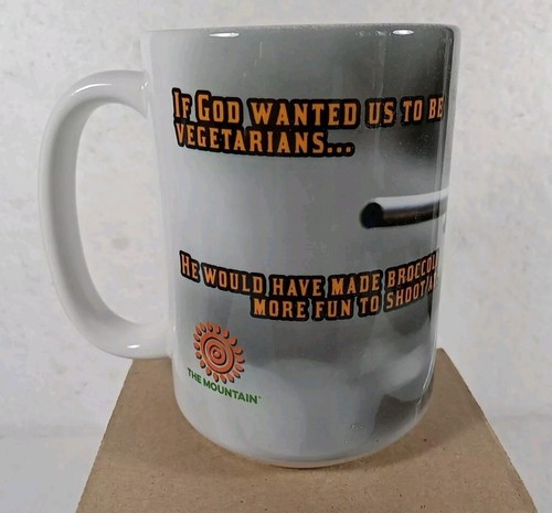 The Mountain 15oz Ceramic Mug Man With Rifle Hunting Artfully Decorated - Picture 3 of 7