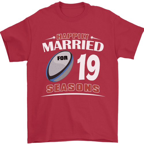 19 Year Wedding Anniversary 19th Rugby Mens T-Shirt 100% Cotton - Picture 3 of 85