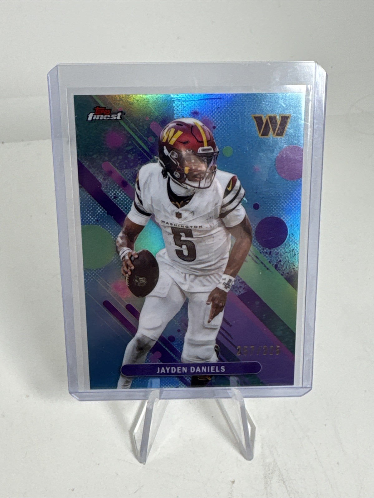 Topps 2025 Finest Jayden Daniels #67 Commanders Finest Performance Sky Blue /325