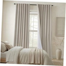 Oatmeal Linen Blackout Curtains 84 Inches 50"W x 84"L Pack of 2 Tan Beige