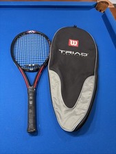 Wilson Triad 5 Tennis Red and Silver Racquet Mid Plus 98 In.Sq.4 1/4 Grip W/ Bag