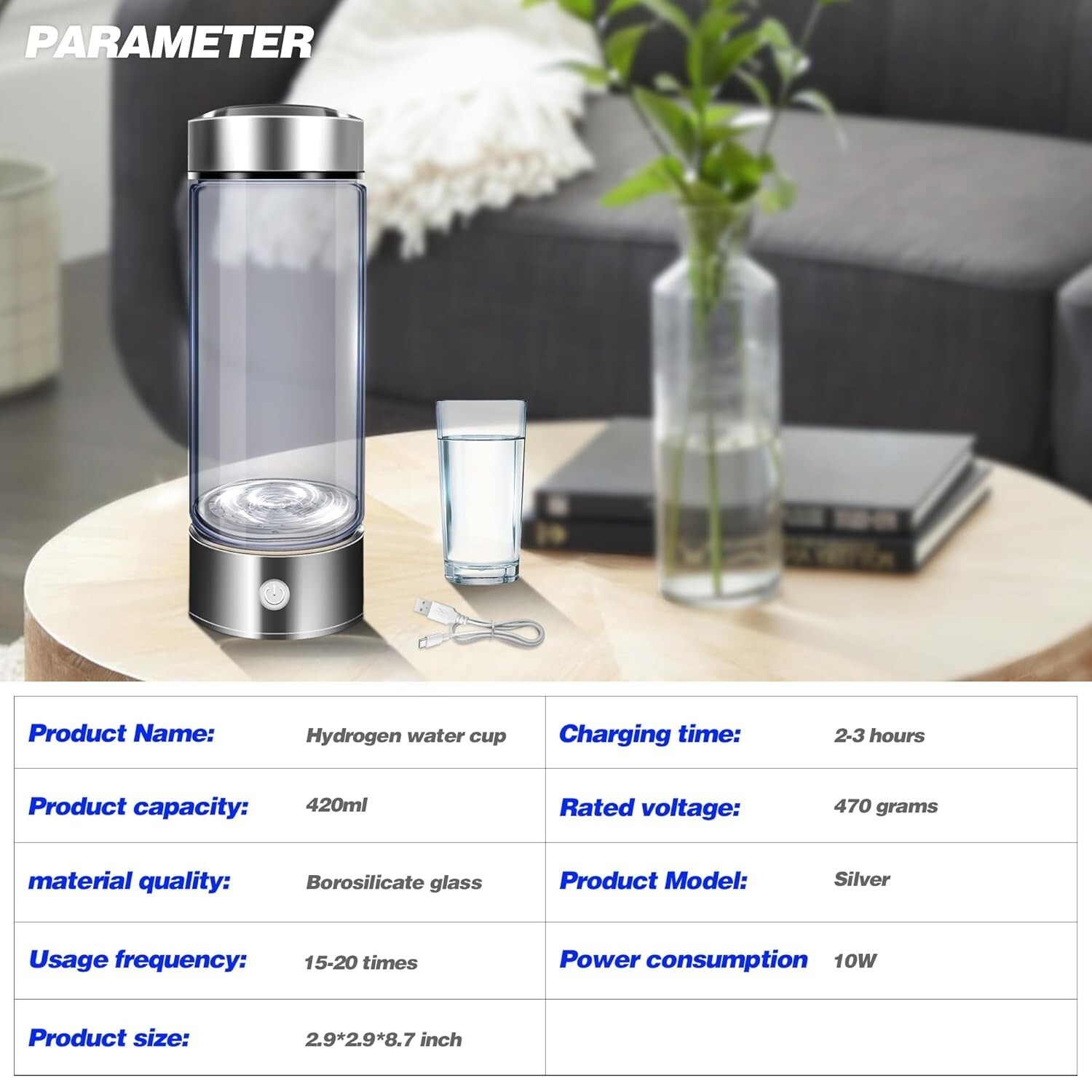 Portable Hydrogen Water Bottle Hydrogen Aqua Daily Equivalently Anti-Oxidant USA