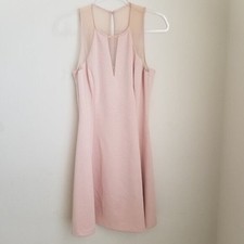 Guess Women's Size 10 Pink Illusion Scuba Fit and Flare Sleeveless Skater Dress