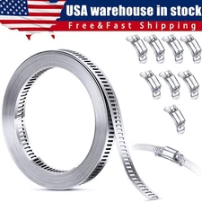 304 Stainless Steel Hose Clamp Assortment Kit DIY Cut-To-Fit 12 FT Metal Strap