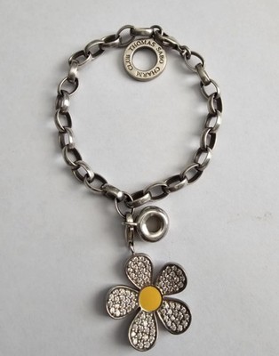 THOMAS SABO CHARM CLUB ARMBAND 925 MASSIV SILBER BLUME ZIRKONIA GEPFLASTERT 19CM