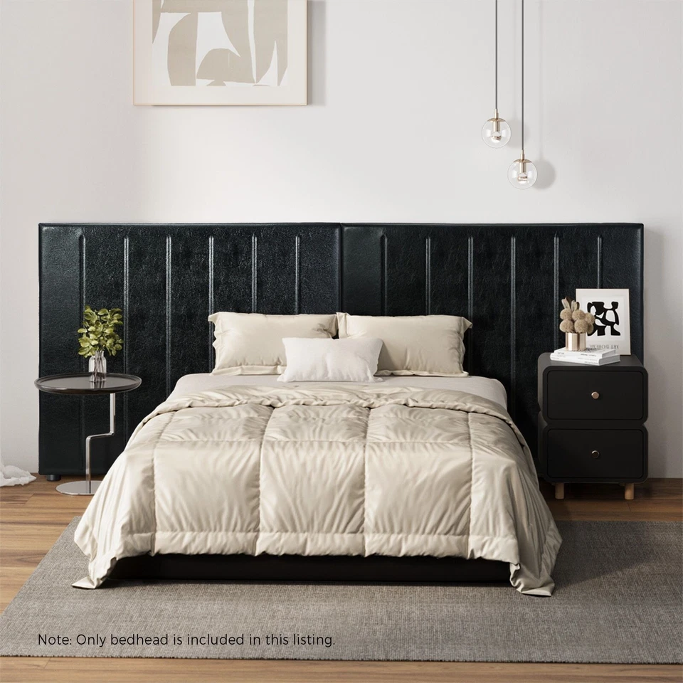 Oikiture Bed Frame Headboard Double Queen King Size Head Bedhead Black Leather - image 2 of 4