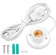 1 Pcs 9.84 Ft Light Socket with Cord E26/ E27 Light Bulb Socket with On/Off Swit