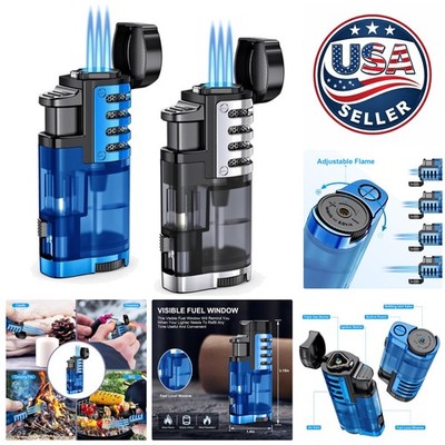 Utility Butane Torch Lighter with Triple Flame & Adjustable Settings - 2 Pack