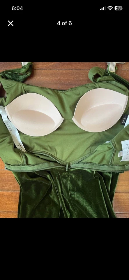 Azazie mero Women’s Olive Green Bridesmaid Dress  A8 Altered To Size 6 Worn Once - Image 3 of 4