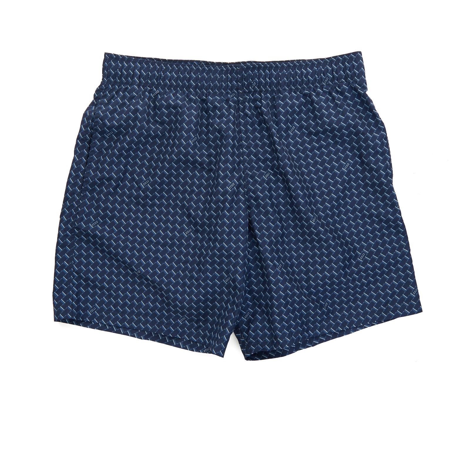 ZILLI 690 Dark Blue Swim Shorts With Graphic Linear Motif 133490₽
