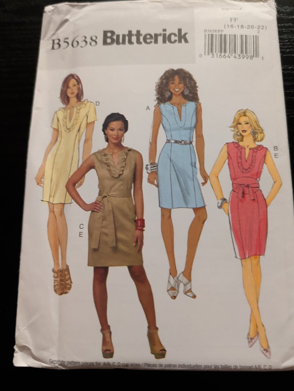 Butterick Sewing Pattern B5638 Women's Fitted Dress With Belt Variations (16-22)