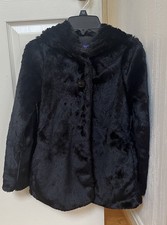 Patagonia Girl's Jacket Size M 10 Black Faux Fur Warm Collar Coat