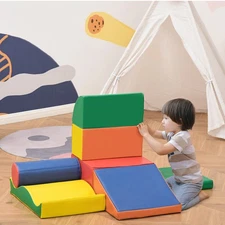 7 Piece Plush Soft Kids Playset, Climb, Crawl, Multi-color