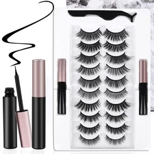 AROIC 10 Kinds of 3D 5D Magnetic Eyelash Kit with Different 10 Pairs Set 