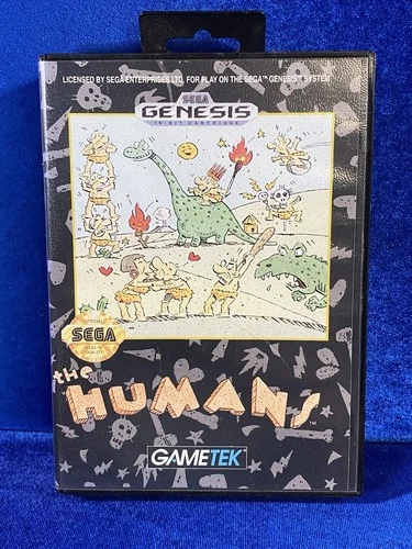 Vintage 1992 The Humans Sega Genesis Game w/ Case & Manual