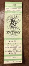 GRATEFUL DEAD RARE UNUSED PHANTOM CONCERT TICKET PARK CITY, UT 08/15/1986