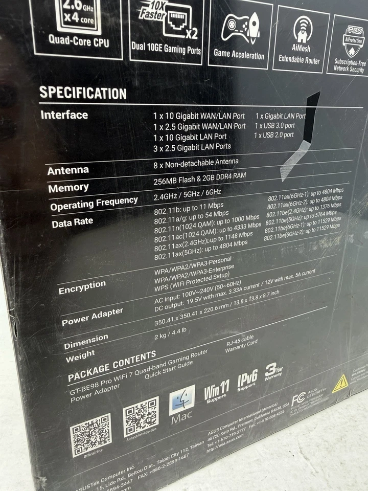 ASUS ROG Rapture GT-BE98 Pro BE30000 Quad-Band WiFi 7 Gaming Router - Image 3 of 4