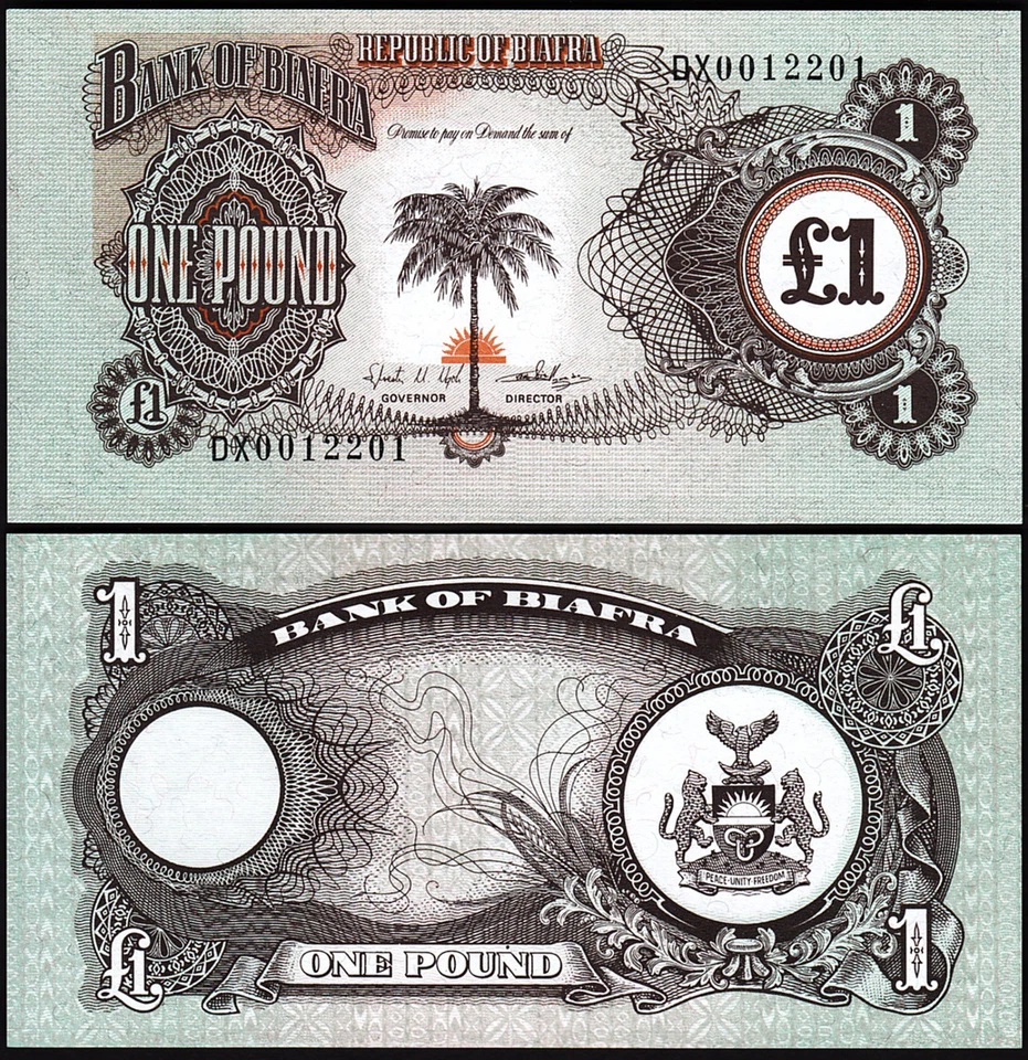 Biafra 1 Pound 1968 1969, UNC, BUNDLE, Pack 100 PCS, Consecutive, P-5a, Prefx DX - Image 3 of 4