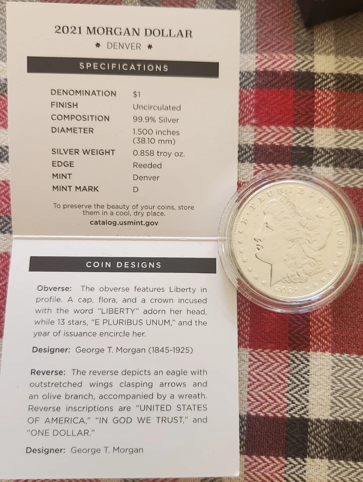Morgan 2021 Silver Dollar with (D) Mint Mark 21XG w/ OGP/COA - Image 4 of 4