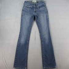 Ariat Real Denim Womens 27L Blue Bootcut Jeans Low Rise Thick Stitch 10017510