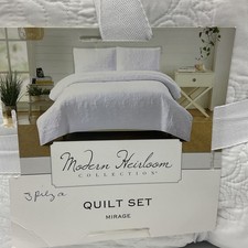 Modern Heirloom 3pc Quilt Set Mirage White Full/Queen Size