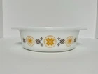 Vintage Pyrex 043 Town & Country Orange Brown 1-1/2 Quart Casserole Snowflakes