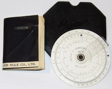 VTG 1960s CONCISE CIRCULAR SLIDE RULE No 28! CONVERSION TABLES/POUCH/INSTR/JAPAN