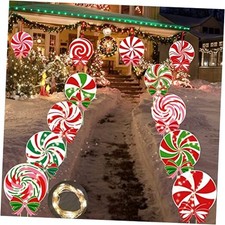 Christmas Outdoor Yard Signs Candy Decorations Outdoor Peppermint 12inch 12 PCS